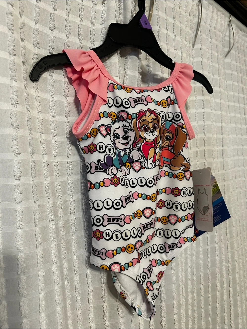 Nickelodeon Paw Patrol 12M Girls One Piece Swimsuit Pink Ruffle Skye Everest NWT